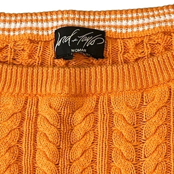 Lord & Taylor Cable Knit Crew Neck Long Sleeve Sweater. Orange Size XL #1145 - Picture 3 of 7